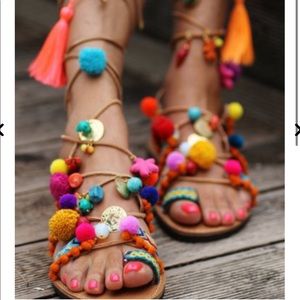Elina Linardaki Pom Pom Penny Lane Sandals